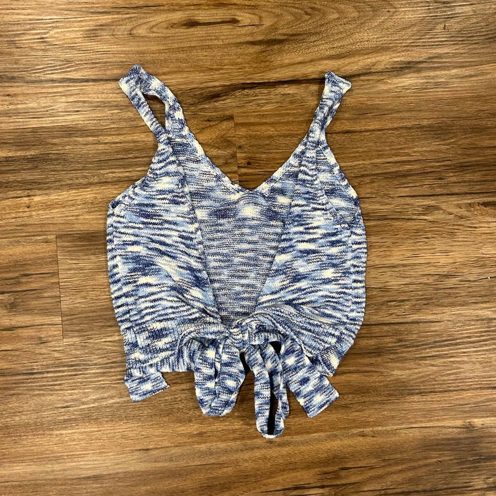 Zara blue crotchet knit cropped tank top - Picture 2 of 3